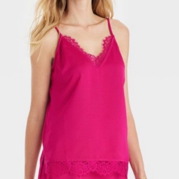 AND NWT Magenta Cami Tank Lace Trim & Adjustable Spaghetti Straps - Picture 4 of 17